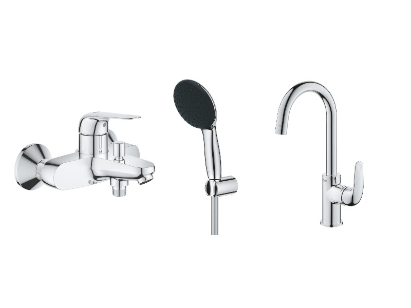 Grohe Set 3in1 cada grohe swift, baterie lavoar l, set de dus, 1 functie, ventil, crom, 24335001-4st