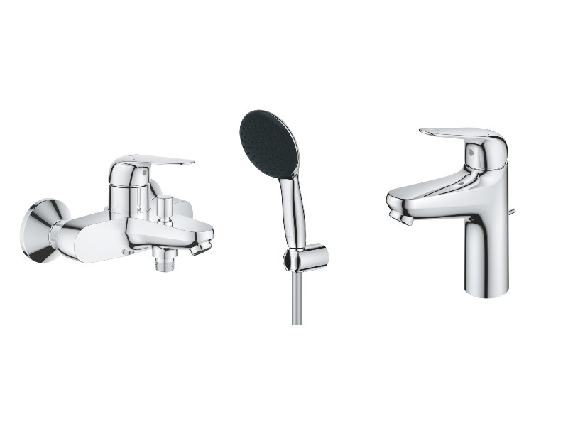Grohe Set 3in1 cada grohe swift, baterie lavoar m, set de dus, 1 functie, ventil, crom, 24335001-2st