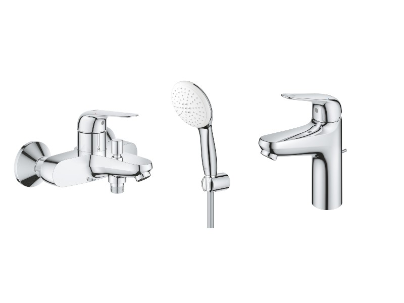 Grohe Set 3in1 cada grohe swift, baterie lavoar m, set de dus, 2 functii, ventil, crom, 24335001-6st