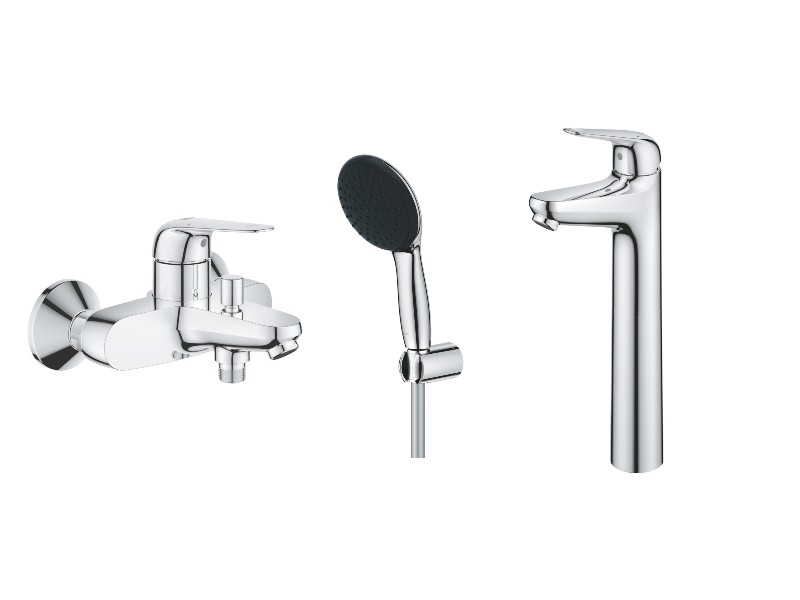 Grohe Set 3in1 cada grohe swift, baterie lavoar xl, set de dus, 1 functie, ventil, crom, 24335001-3st
