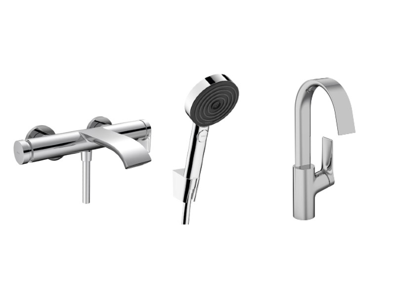 Hansgrohe Set 3in1 cada hansgrohe vivenis, baterie lavoar l, set de dus, 3 functii, ventil, crom, 75420000-4st