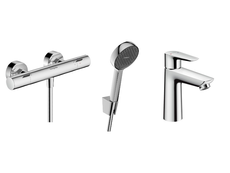 Hansgrohe Set 3in1 dus hansgrohe talis, aparent, termostat, baterie lavoar, set dus, crom, 13323000-36st