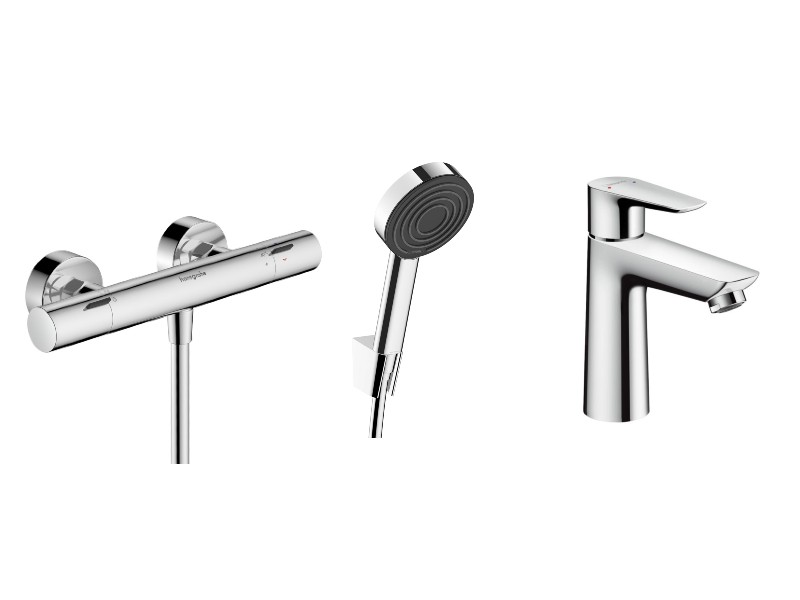 Hansgrohe Set 3in1 dus hansgrohe talis, aparent, termostat, baterie lavoar, set dus, crom, 13323000-37st
