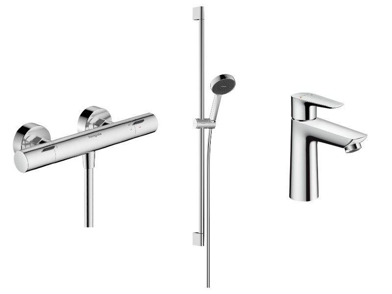 Hansgrohe Set 3in1 dus hansgrohe talis, aparent, termostat, baterie lavoar, set dus, crom, 13323000-40st