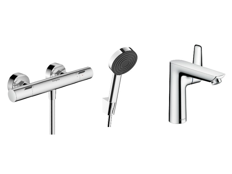 Hansgrohe Set 3in1 dus hansgrohe talis, aparent, termostat, baterie lavoar, set dus, crom, 13323000-42st