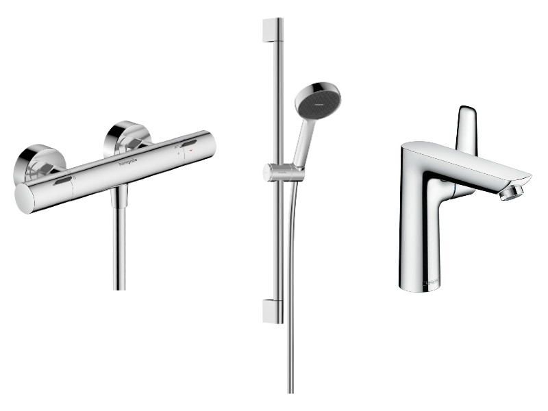 Hansgrohe Set 3in1 dus hansgrohe talis, aparent, termostat, baterie lavoar, set dus, crom, 13323000-44st