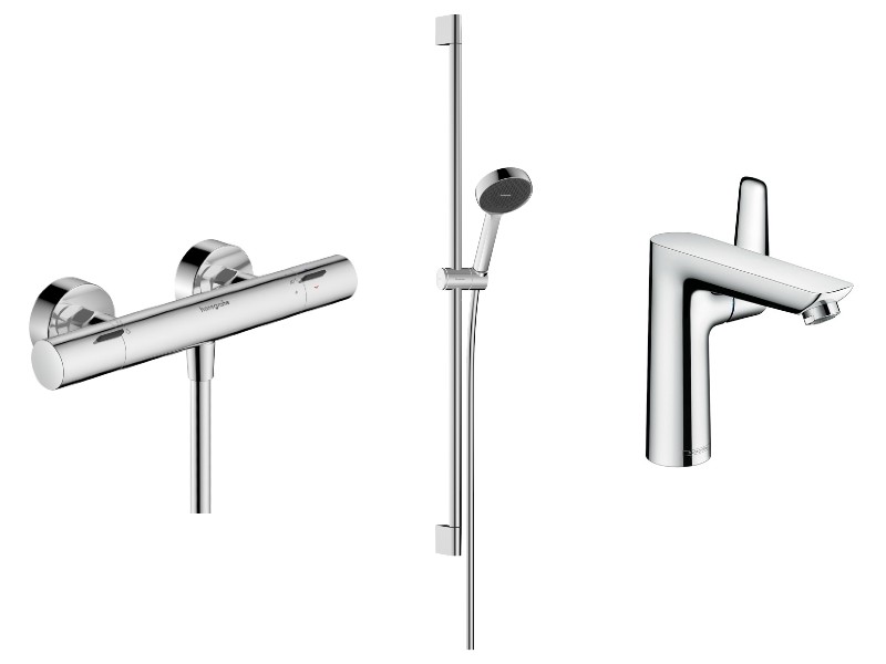 Hansgrohe Set 3in1 dus hansgrohe talis, aparent, termostat, baterie lavoar, set dus, crom, 13323000-45st