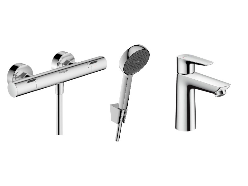 Hansgrohe Set 3in1 dus hansgrohe talis e, aparent, termostat, baterie lavoar, set dus, crom, 13324000-46st