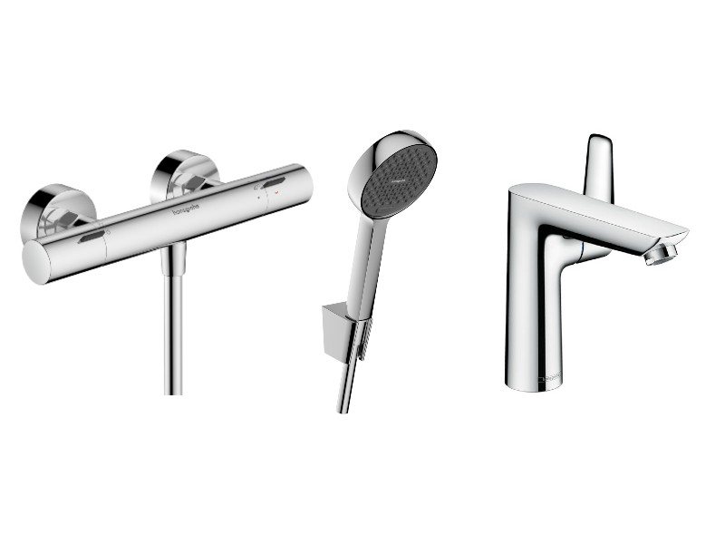Hansgrohe Set 3in1 dus hansgrohe talis e, aparent, termostat, baterie lavoar, set dus, crom, 13324000-51st