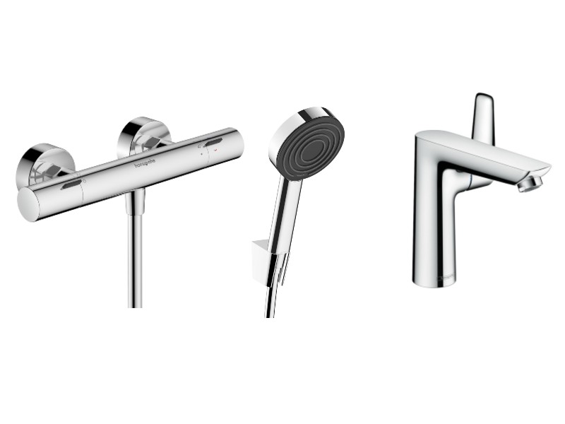 Hansgrohe Set 3in1 dus hansgrohe talis e, aparent, termostat, baterie lavoar, set dus, crom, 13324000-52st