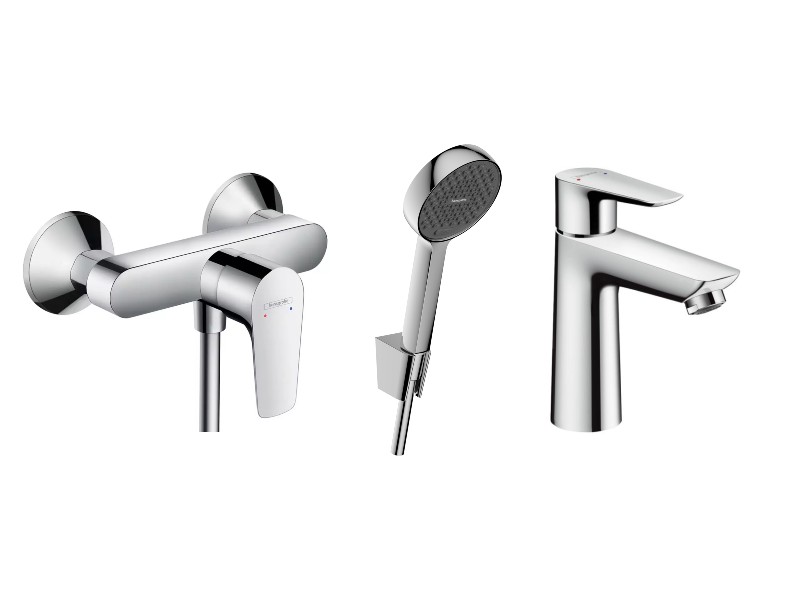 Hansgrohe Set 3in1 dus hansgrohe talis e, aparenta, baterie lavoar, set dus, crom, 71760000-1st