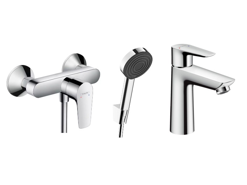 Hansgrohe Set 3in1 dus hansgrohe talis e, aparenta, baterie lavoar, set dus, crom, 71760000-2st