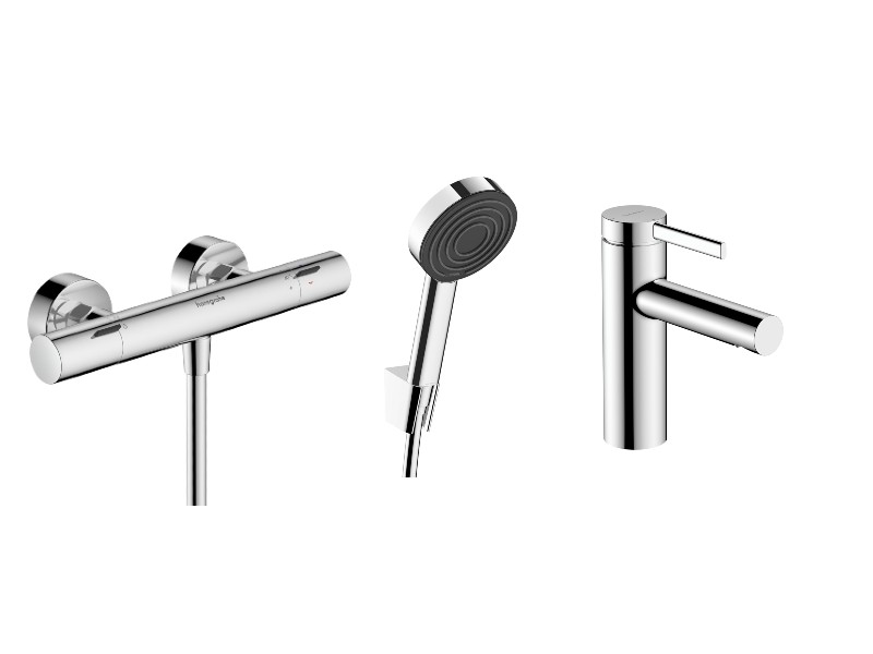 Hansgrohe Set 3in1 dus hansgrohe zesis, aparent, termostat, baterie lavoar, set dus, crom, 13323000-7st