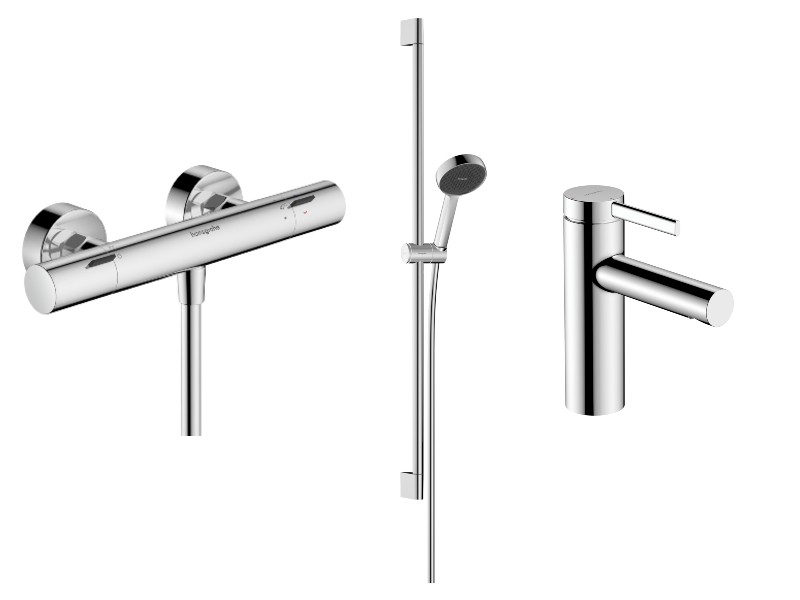 Hansgrohe Set 3in1 dus hansgrohe zesis, aparent, termostat, baterie lavoar, set dus, crom, 13324000-10st