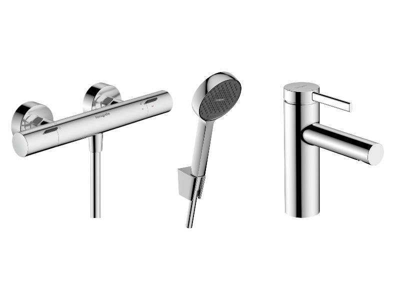 Hansgrohe Set 3in1 dus hansgrohe zesis, aparent, termostat, baterie lavoar, set dus, crom, 13324000-6st