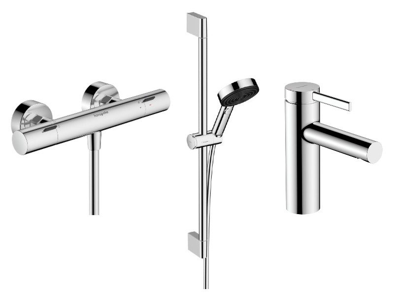 Hansgrohe Set 3in1 dus hansgrohe zesis, aparent, termostat, baterie lavoar, set dus, crom, 13324000-8st