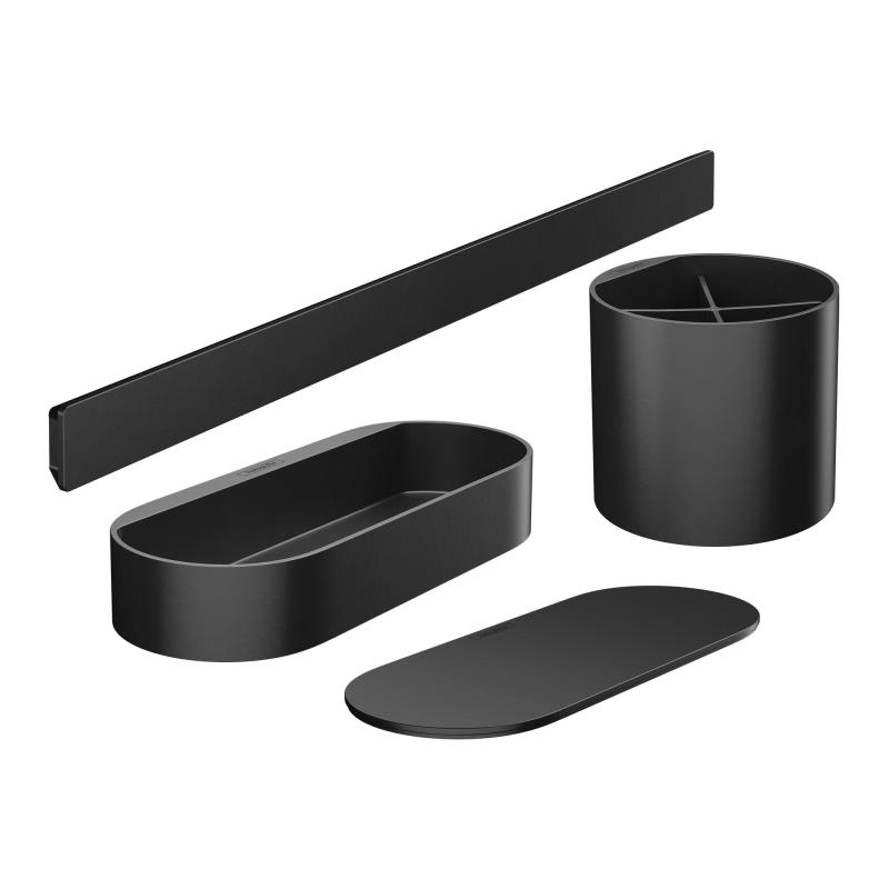 Hansgrohe Set accesorii 4in1 hansgrohe wallstoris 27968670, montare pe perete, etajera, capac, mat, negru