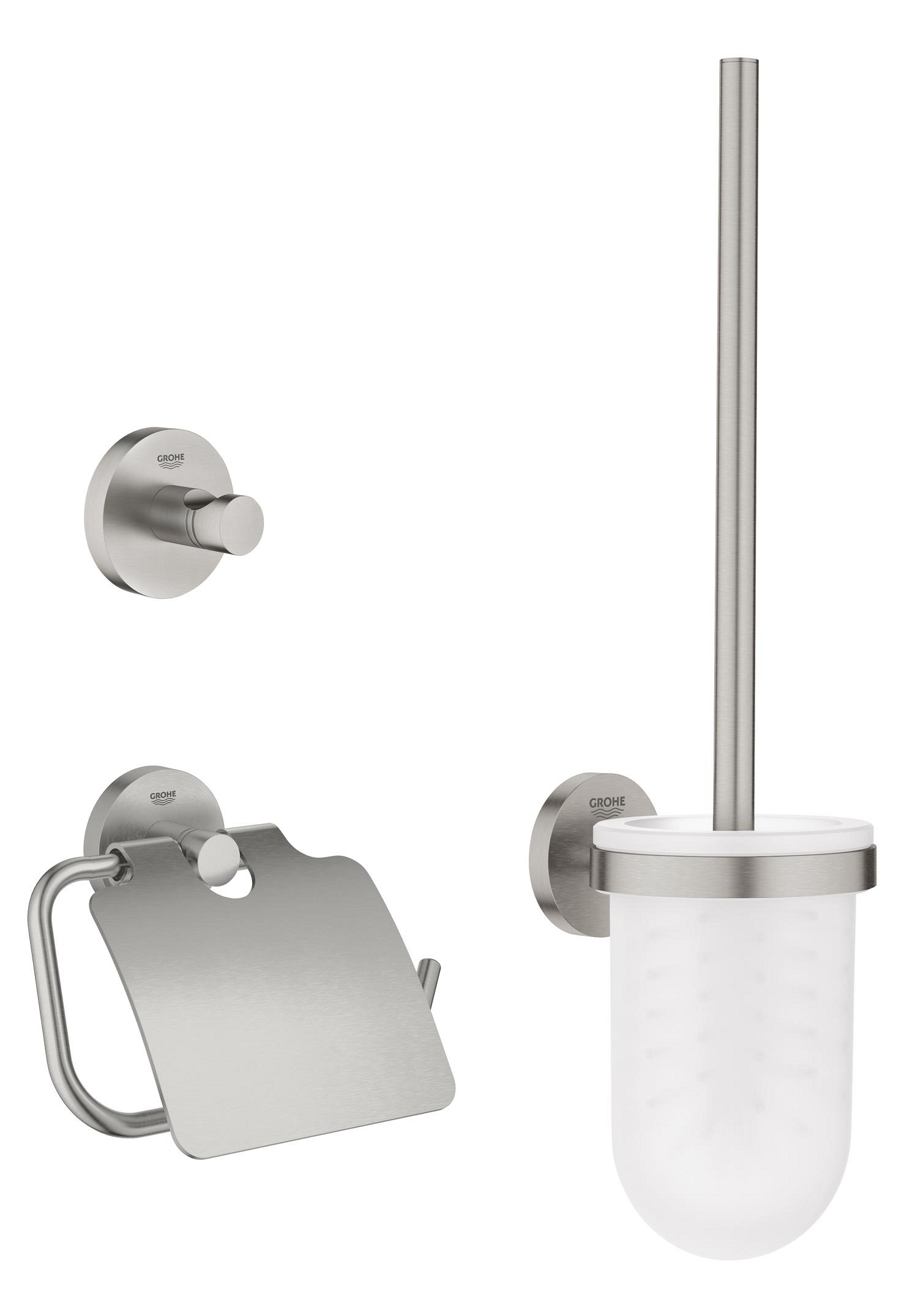 Grohe Set accesorii baie 3in1 grohe start, pe perete, metal, mat, otel satinat, 41204dc0