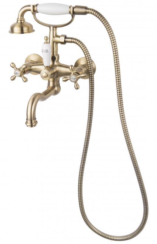 FDesign Set baterie cada fdesign lacrima fd1-lra-11-66, 1/2'', retro, aparenta, diverter, 1 pulverizare, set de dus, mat, bronz