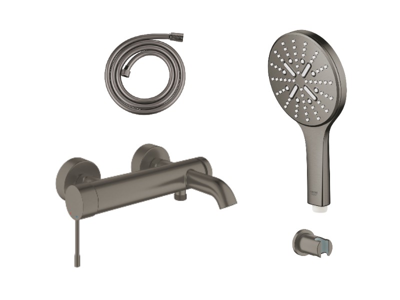 Grohe Set baterie cada grohe essence 33624al1, 1/2'', diverte, set dus, 3 pulverizari, mat, grafit