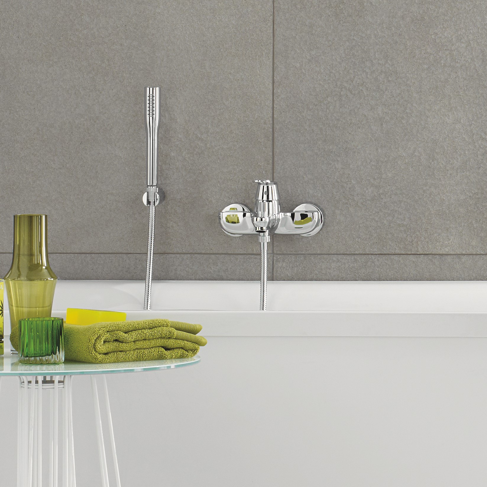 Set baterie cada Grohe 32832000, 124 mm, 1 bar, 65 mm, 1.5 m, 210 mm, 163 mm, 39 mm, 2 orificii instalare, Crom