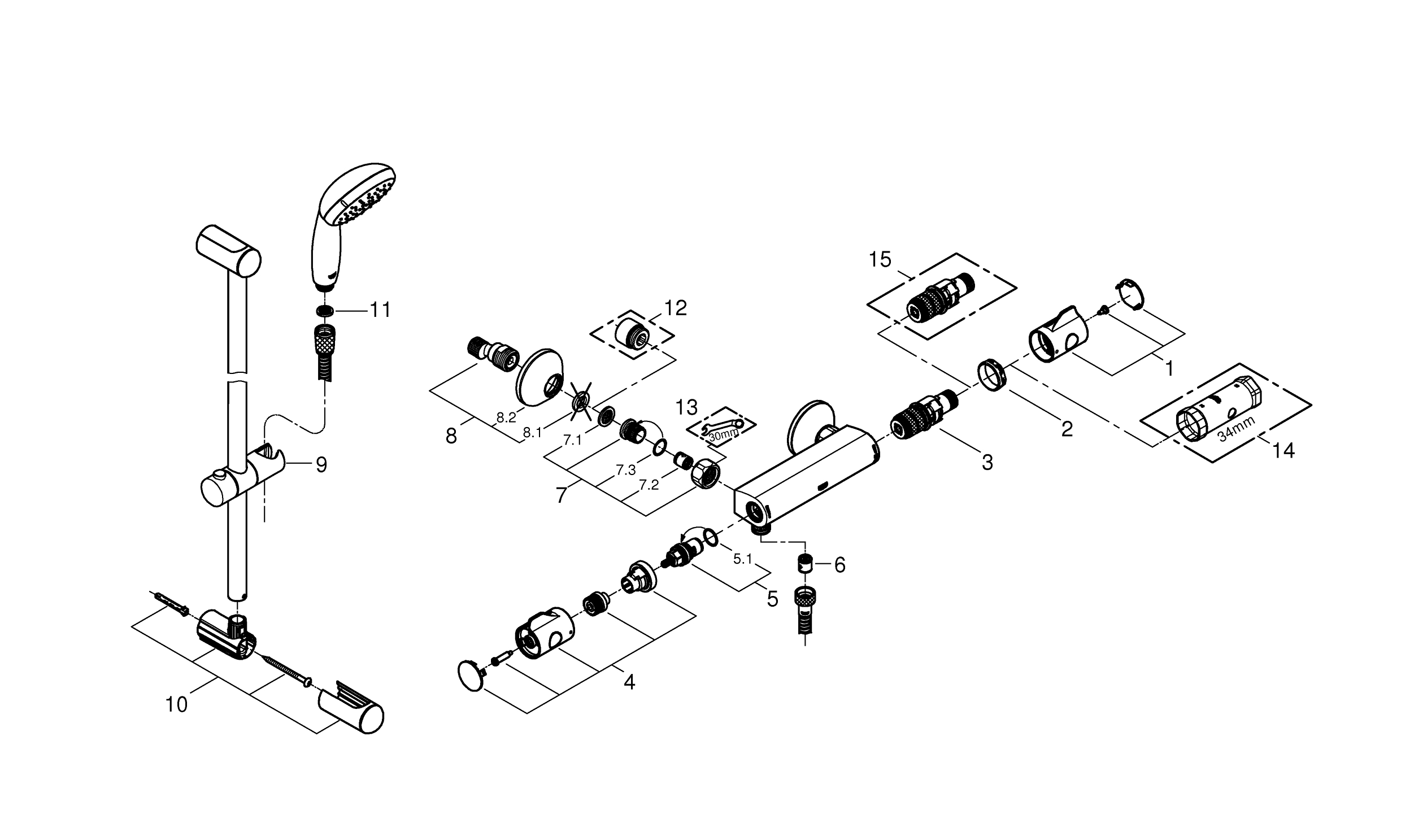 Cauti Set Baterie Dus Grohe Grohtherm T