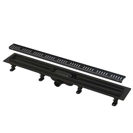 Alca Set complet rigola alcadrain, incastrat, 850 mm, ajustabil, otel, mat, negru, apz10black-850m