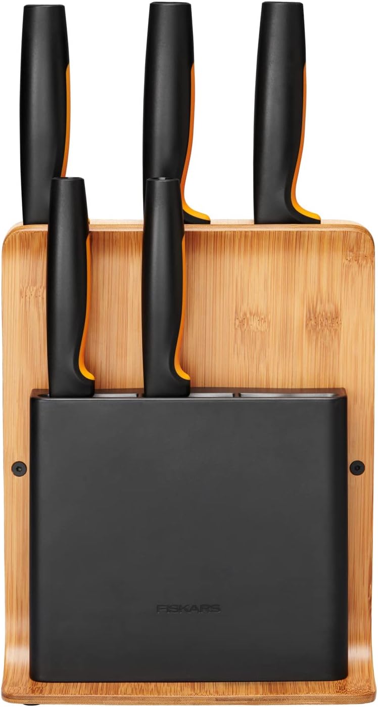 FISKARS Set cutite fiskars, 5 bucati, 23-34 cm, suport  bambus, otel japonez, 1057552
