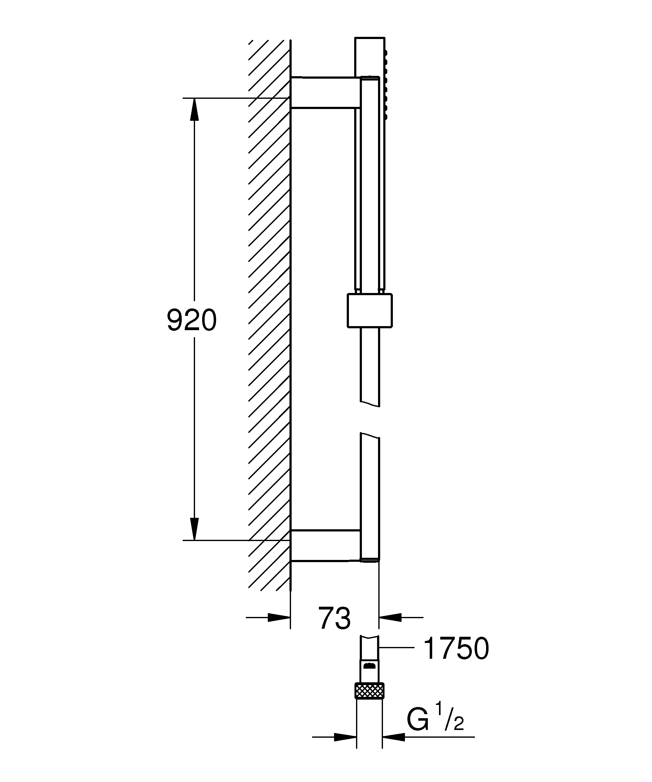 Coloana de dus Grohe 27700000, 1.75 m, 66 mm, 900 mm, 1 functii para dus, 1/2 conexiune furtun, Crom