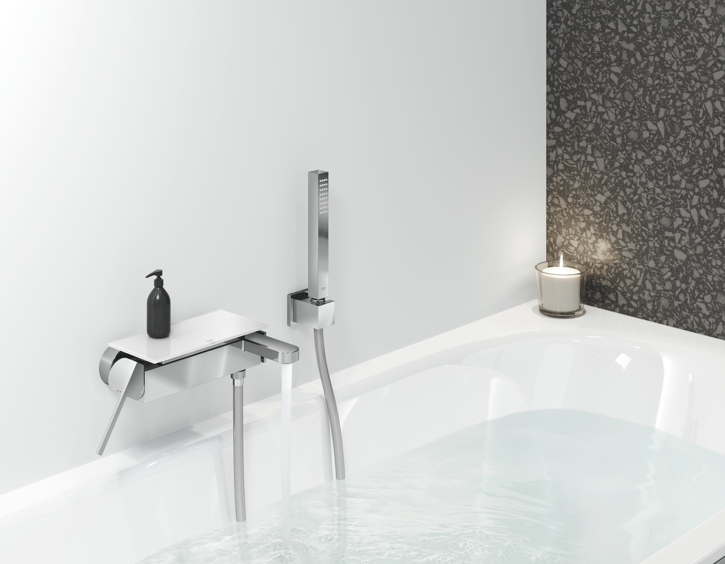 Set baterie cada Grohe 33547003, 1 bar, 66 mm, 1.5 m, 189 mm, 89 mm, 2 orificii instalare, 1 functii para dus, Crom