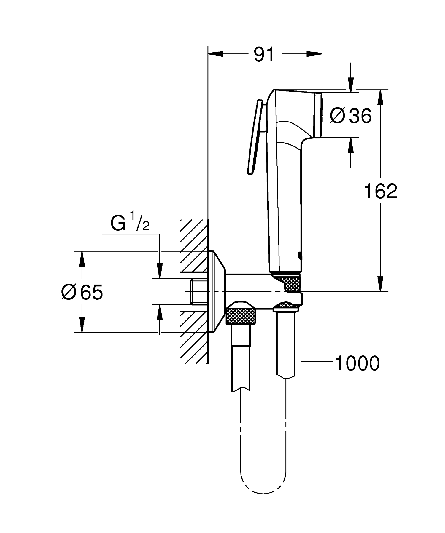 Sistem dus igienic Grohe 26358000, tip comanda mixer monocomanda, tip comanda dus trigger, mixare apa, crom [1]