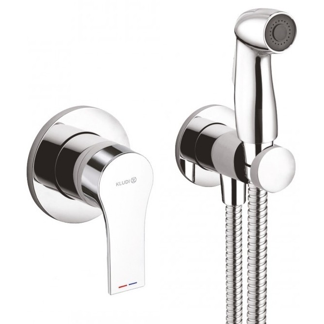 Kludi Set dus igienic kludi zenta sl 489990565, 1/2'', incastrat, monocomanda, 1 pulverizare, 1.25 m, anti-calcar, crom
