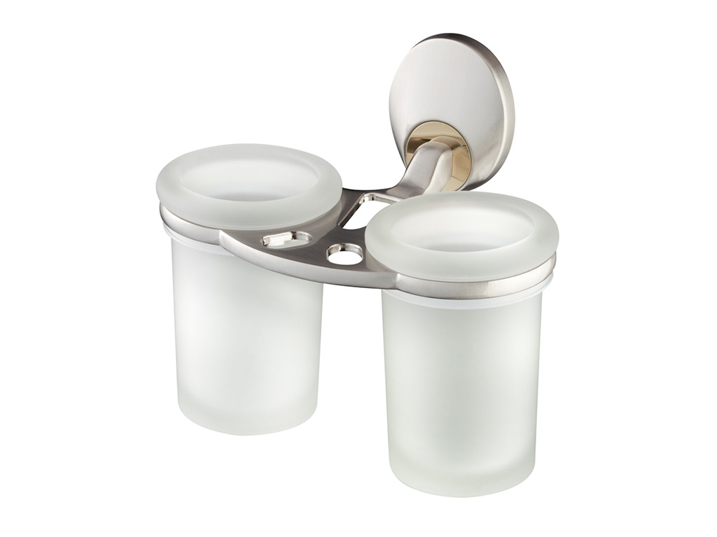 Bisk Set pahar bisk passion 04381, 2 pahare, montare pe perete, fixare ascunsa, nichel