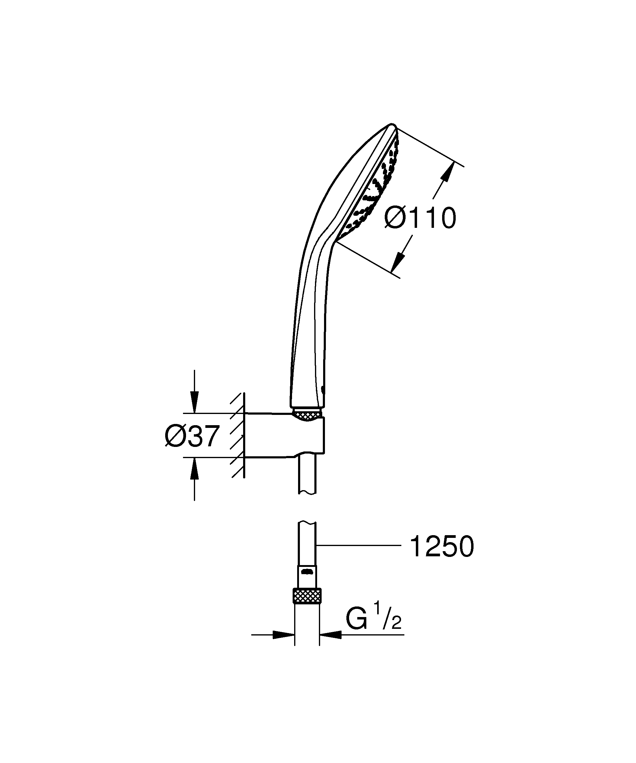 Set para de dus Grohe 27354000, Para dus Euphoria 110, diametru 110 mm, montaj universal, racord 1/2'', crom [1]