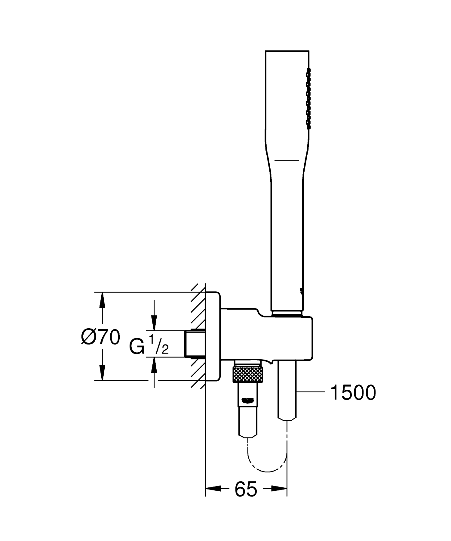 Para de dus Grohe 26404000, 66 mm, 1.5 m, 209 mm, 1 functii, 1/2 racord, sistem anticalcar, universal, Crom