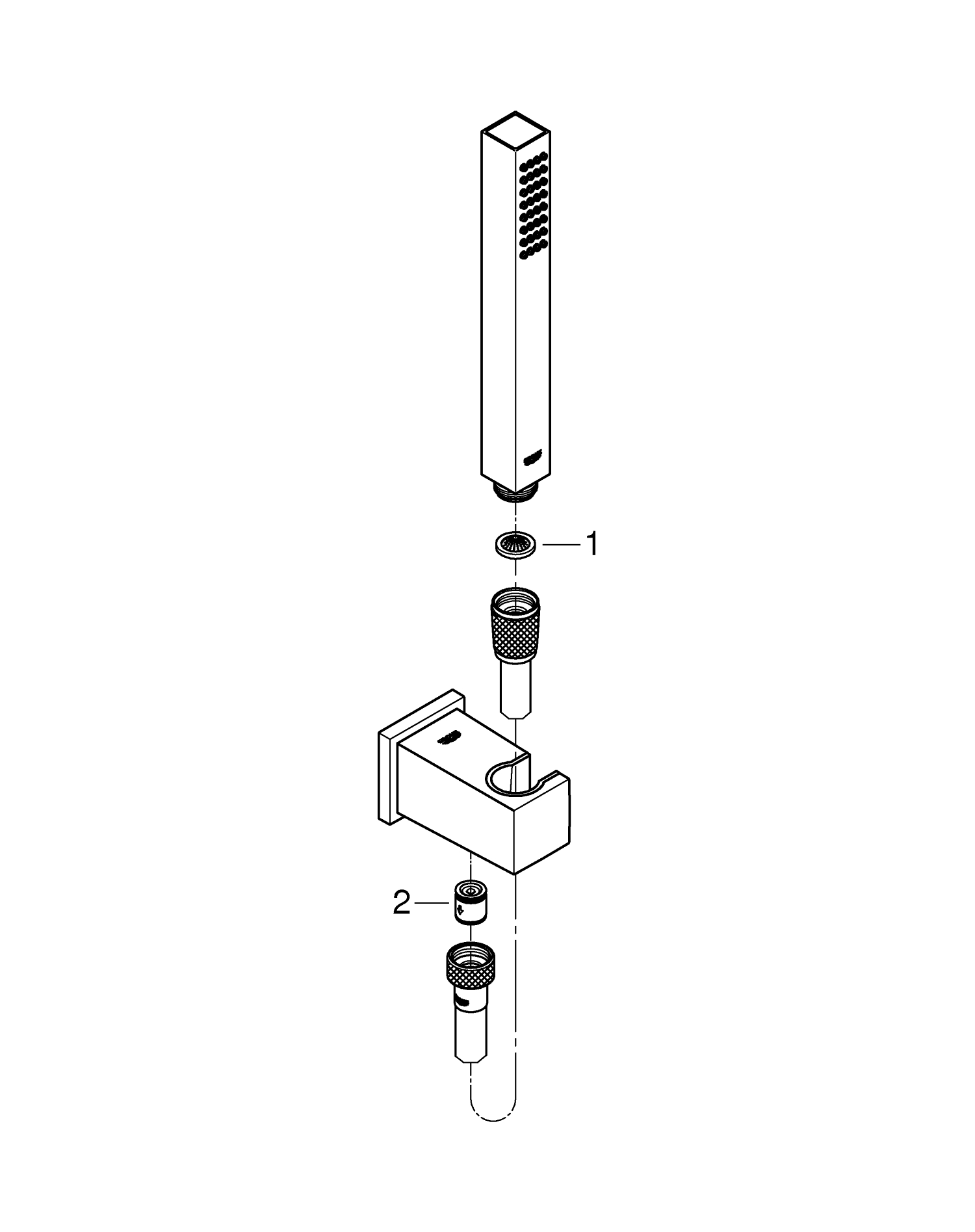 Set para de dus Grohe 26405000, 60 mm, 1.25 m, 216 mm, 1 functii, 1/2 racord, sistem anticalcar, Crom