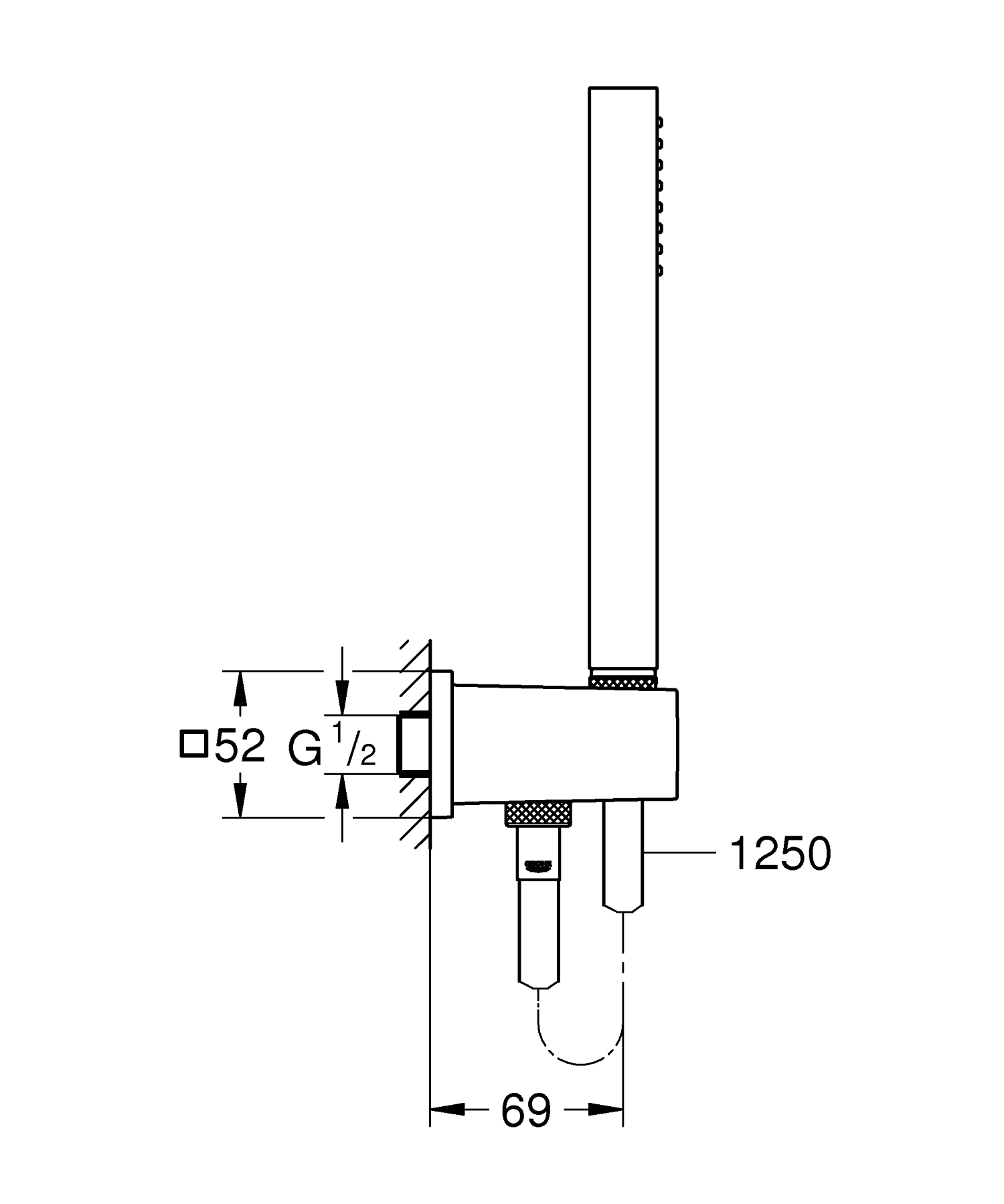 Set para de dus Grohe 26405000, 60 mm, 1.25 m, 216 mm, 1 functii, 1/2 racord, sistem anticalcar, Crom