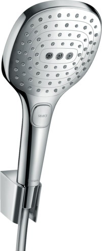 Hansgrohe Set para de dus hansgrohe raindance select e 26720000, universala, 120 mm, 3 functii, furtun 1.6 m, suport, crom