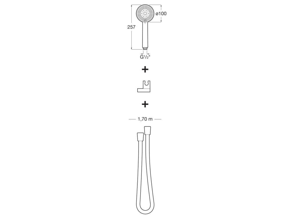 Set para de dus Roca A5B8313NB0, dus Stella, diametru 100 mm, 3 functii, montaj universal, racord 1/2'', negru [1]