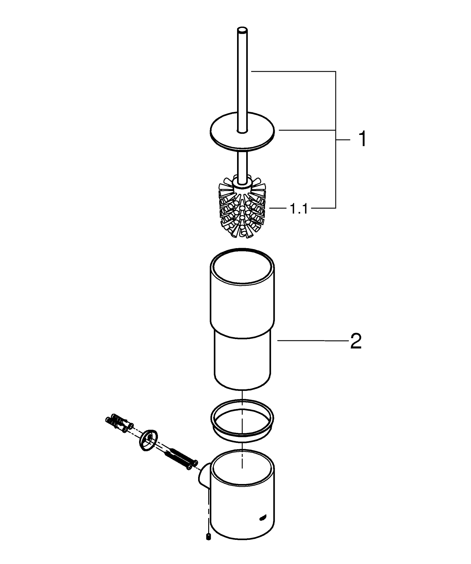 Set perie WC Grohe 40314003, Atrio, tip instalare pe perete, elemente fixare ascunse, numar orificii instalare 2, crom [2]