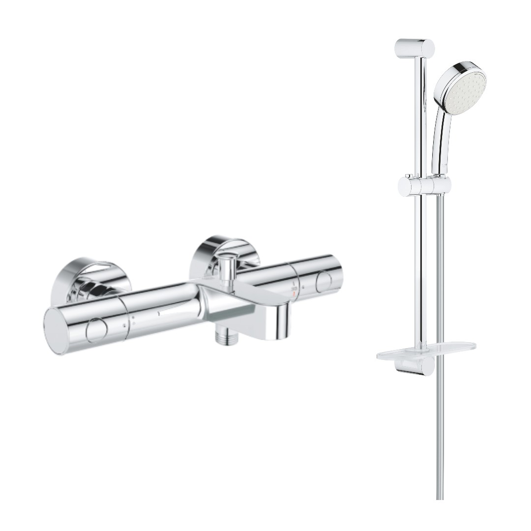 Set baterie cada Grohe 34766000, 1 bar, 100 mm, 1.75 m, 600 mm, 162 mm, 298 mm, 2 orificii instalare, Crom