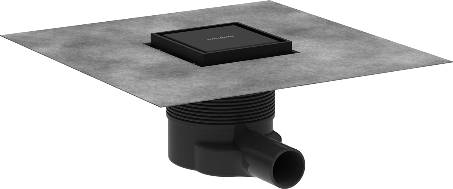 Hansgrohe Sifon pardoseala hansgrohe raindrain brilliance, incastrat, 100 mm, ornament, mat, negru, 56250670