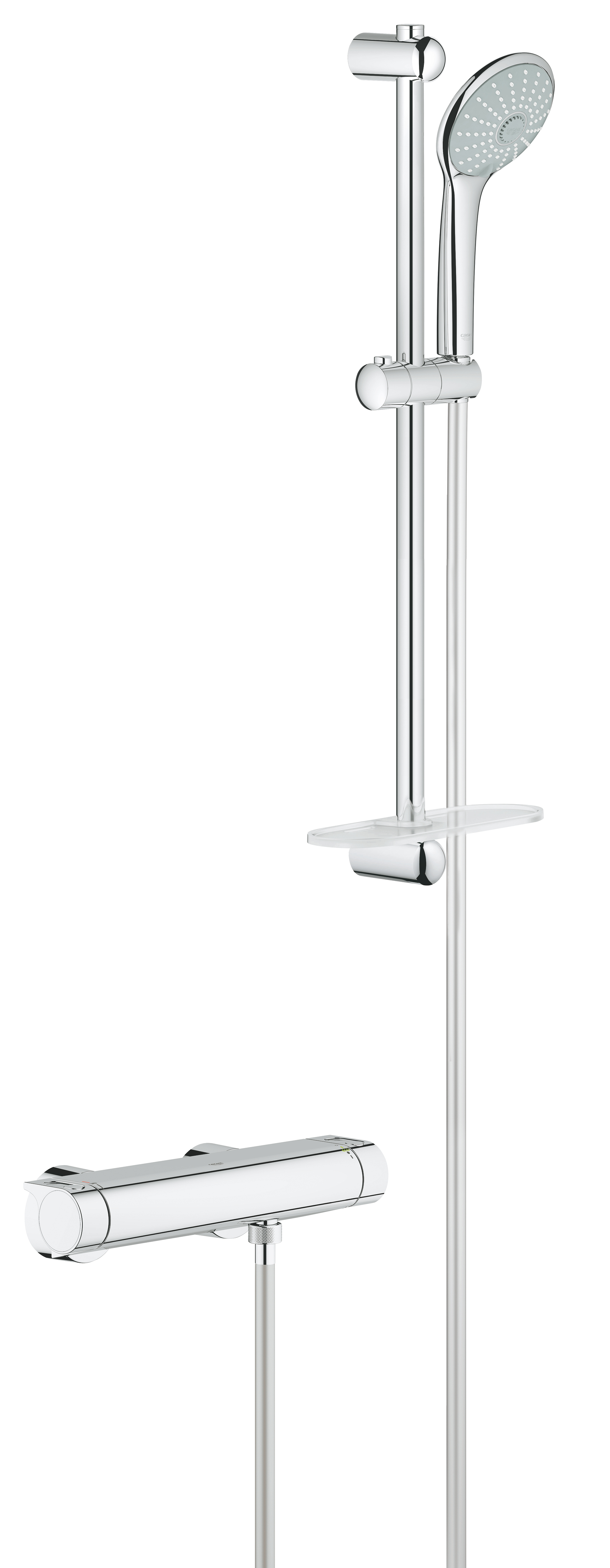 Grohe Baterie dus grohe grohtherm 2000, termostat, coloana de dus, 3 functii, etajera, crom, 34195001