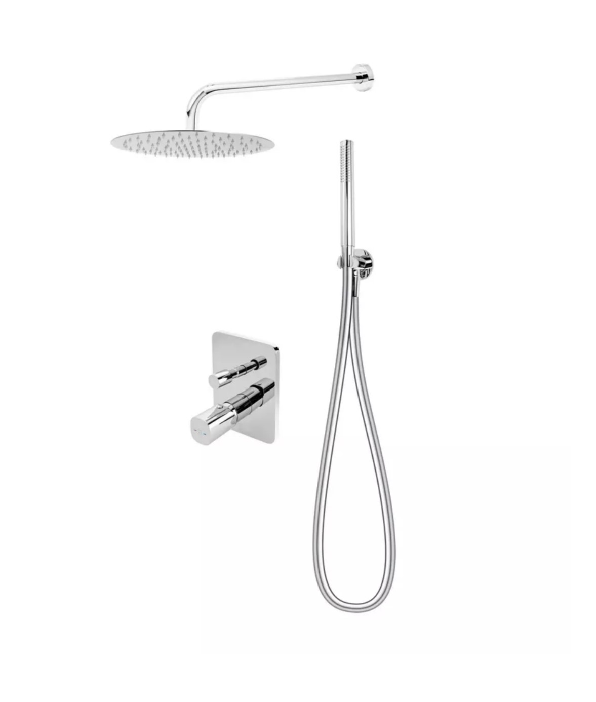 FDesign Sistem de dus fdesign meandro fd1-mdr-7pset2-11, 1/2'', incastrat, 300 mm, 1 pulverizare, anti-calcar, crom