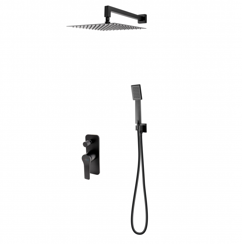 FDesign Sistem de dus fdesign seppia fd1-spa-7pset-22, 1/2'', incastrat, 300 mm, 1 pulverizare, anti-calcar, mat, negru