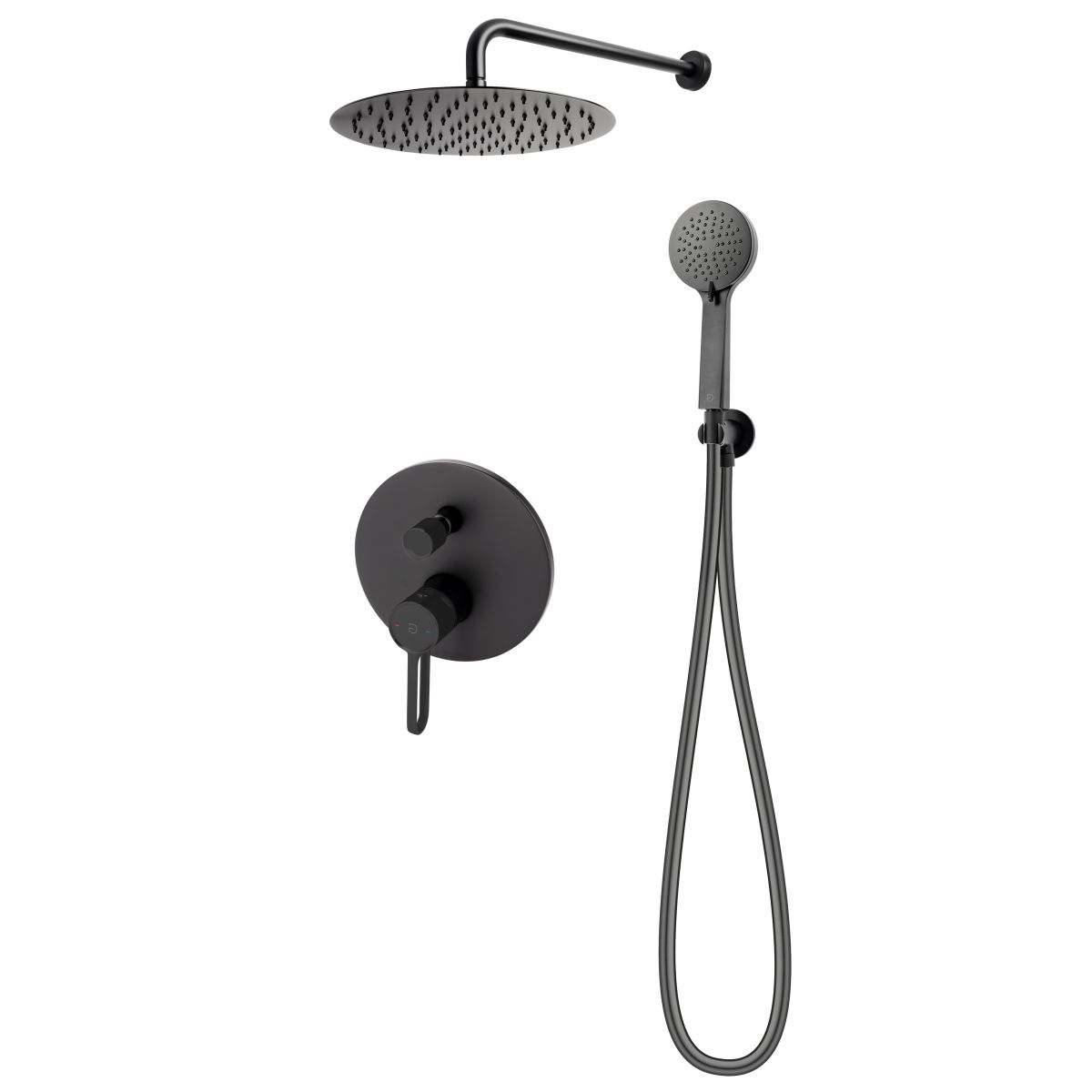 FDesign Sistem de dus fdesign zaffiro, incastrat, 300 mm, 1 functie, mat, negru, fd1-zfr-7pset1-22