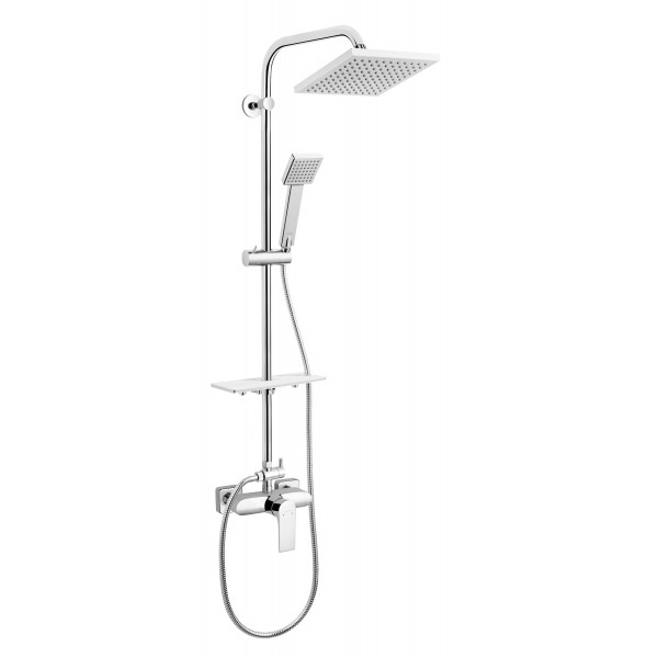 Ferro Sistem de dus ferro algeo square np74-baq7u, 1/2'', aparent, 200 mm, 1 pulverizare, 1.5 m, anti-calcar, etajera, crom