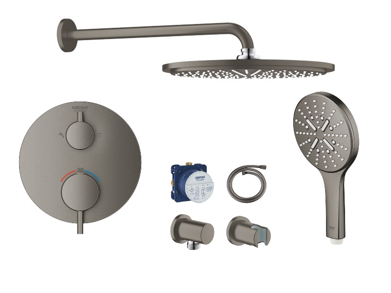 Grohe Sistem de dus grohe atrio, incastrat, termostat, 310 mm, 1 functie, mat, grafit, 24135al3-2st