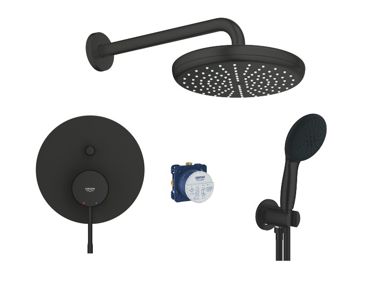Grohe Sistem de dus grohe essence, incastrat, 210 mm, 1 functie, mat, negru, 24167kf1-3st