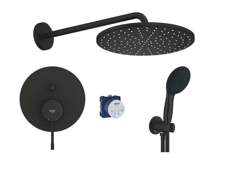 Grohe Sistem de dus grohe essence, incastrat, 310 mm, 1 functie, mat, negru, 24167kf1-2st
